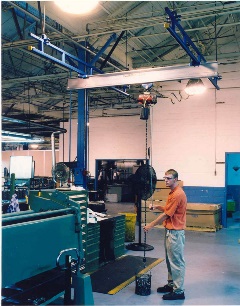 250 lb Ceiling Hung Work Station Crane with Aluminum Bridge