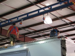 Ceiling mounted fall protection for Bus/EV maintenence