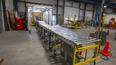flexible roller conveyor inside container